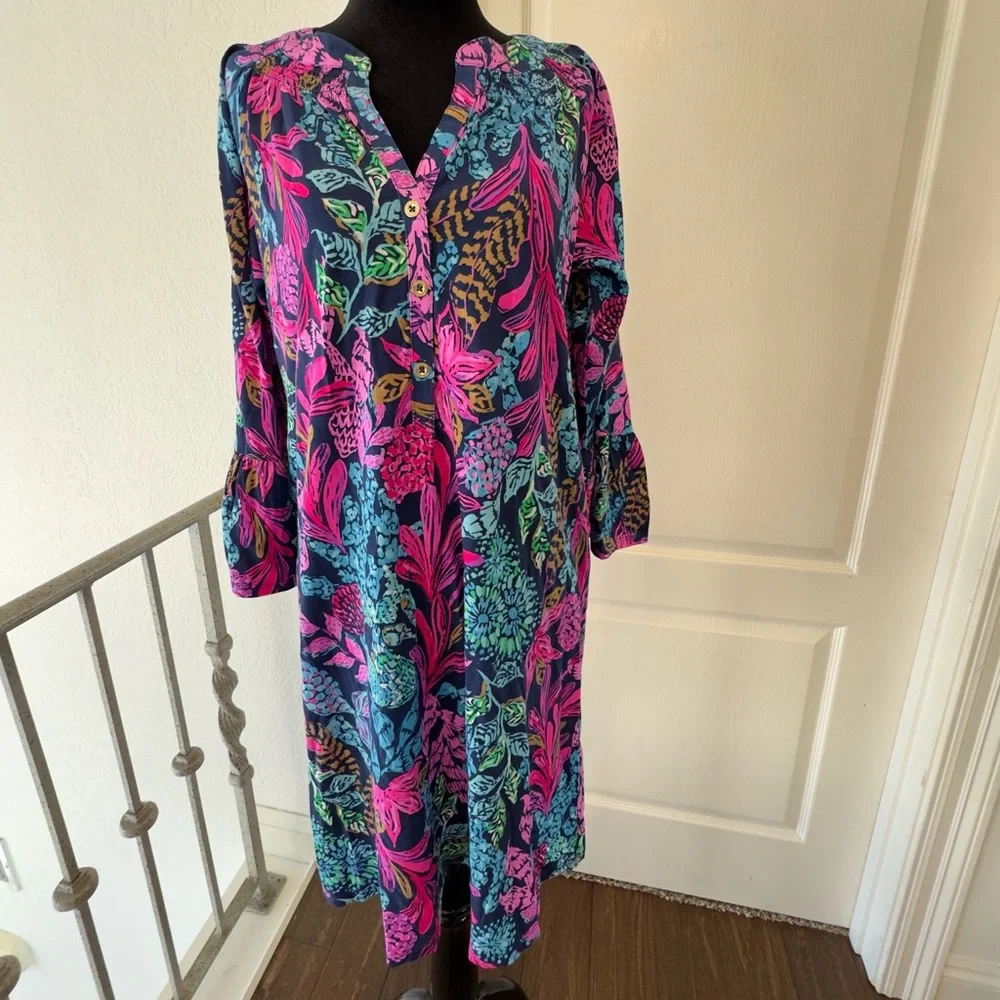 NWOT Lilly Pulitzer Sz M NWT Norris Dress Calypso Coast Aegean - Picture 4 of 9